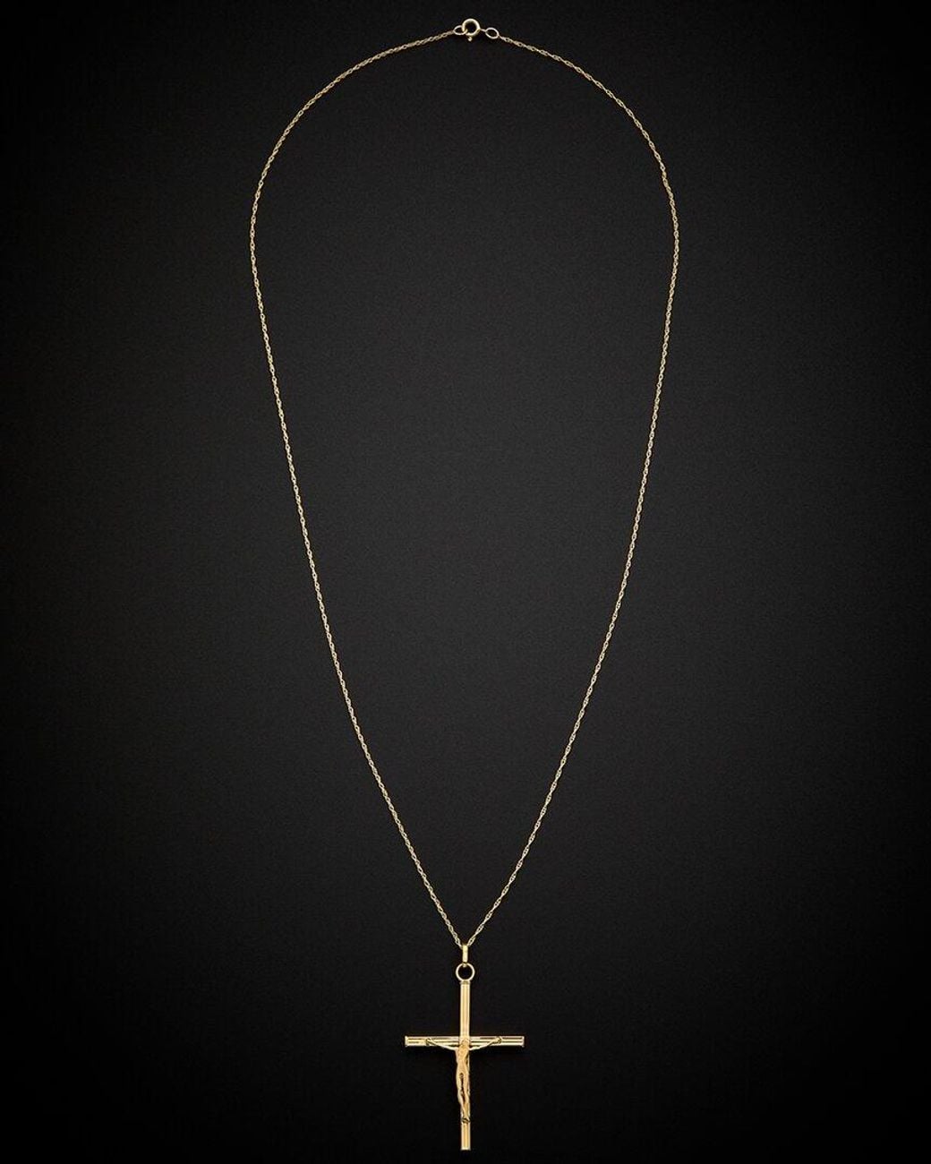 Italian Gold Black 14k Crucifix Pendant Necklace