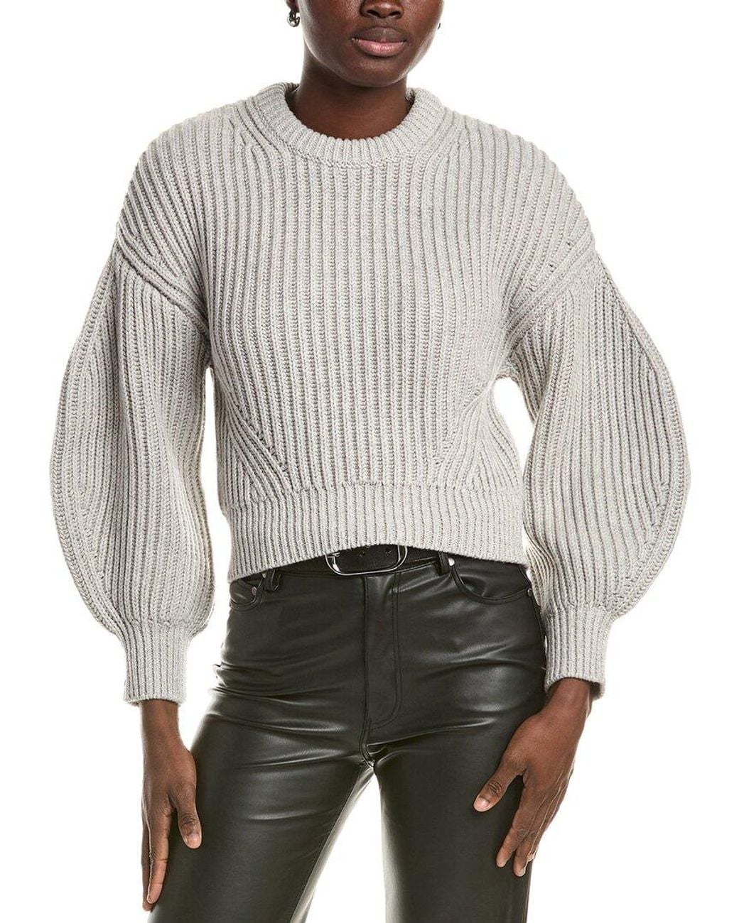Michael Kors Gray Cashmere-Blend Arc Sweater