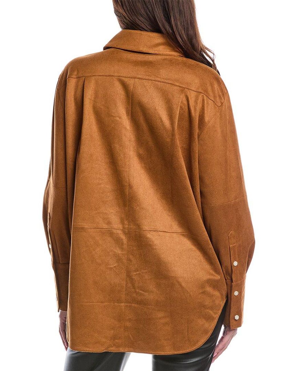 Toccin Brown Kali Faux Suede Boyfriend Shirt