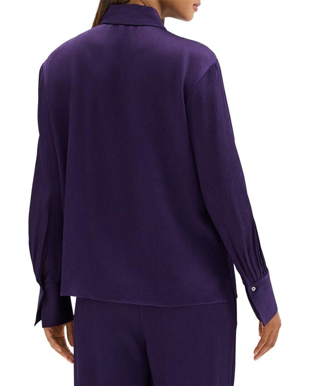 Theory Purple Slit Collar Pullover