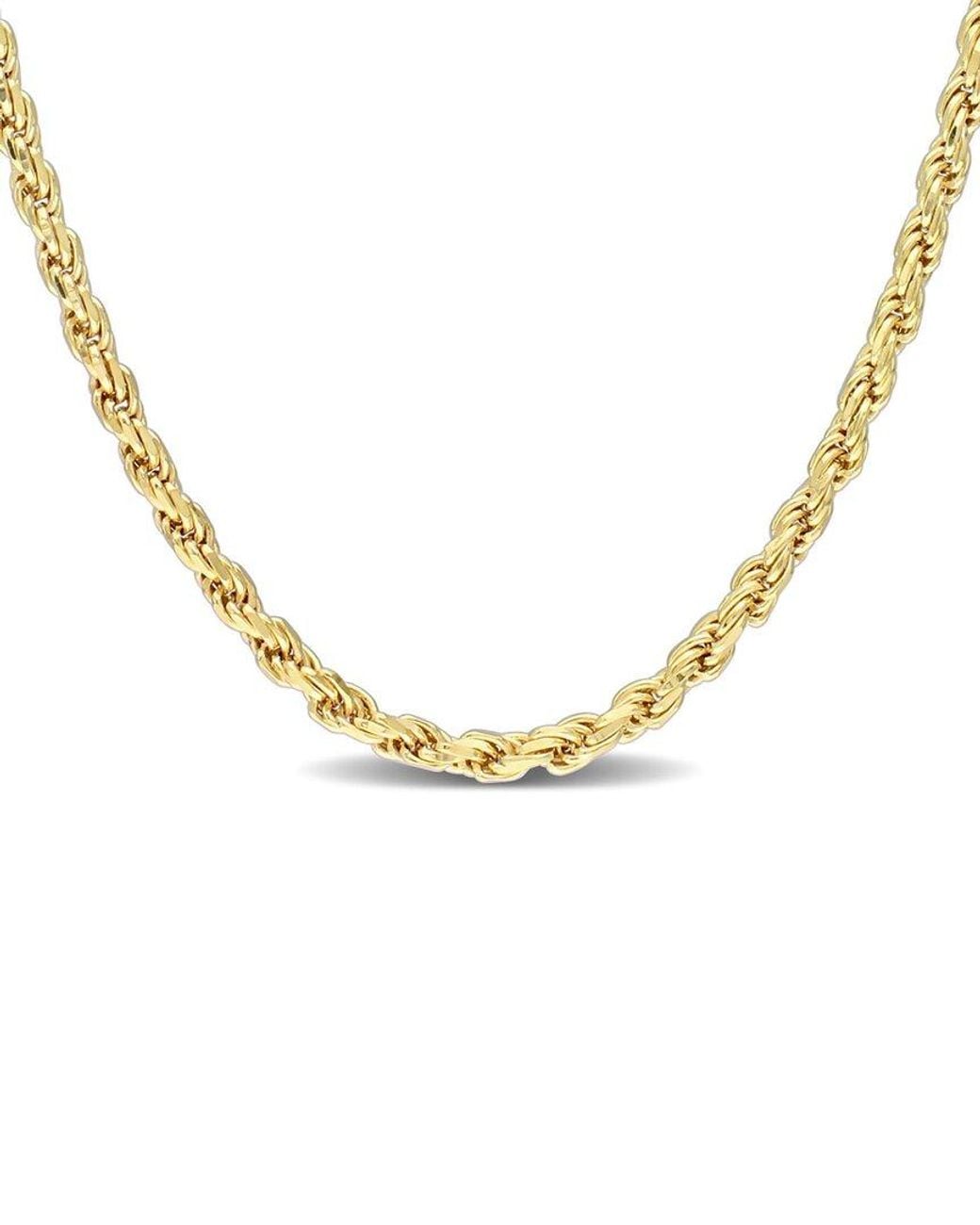 Italian Silver Metallic 18k Over Rope Chain Necklace