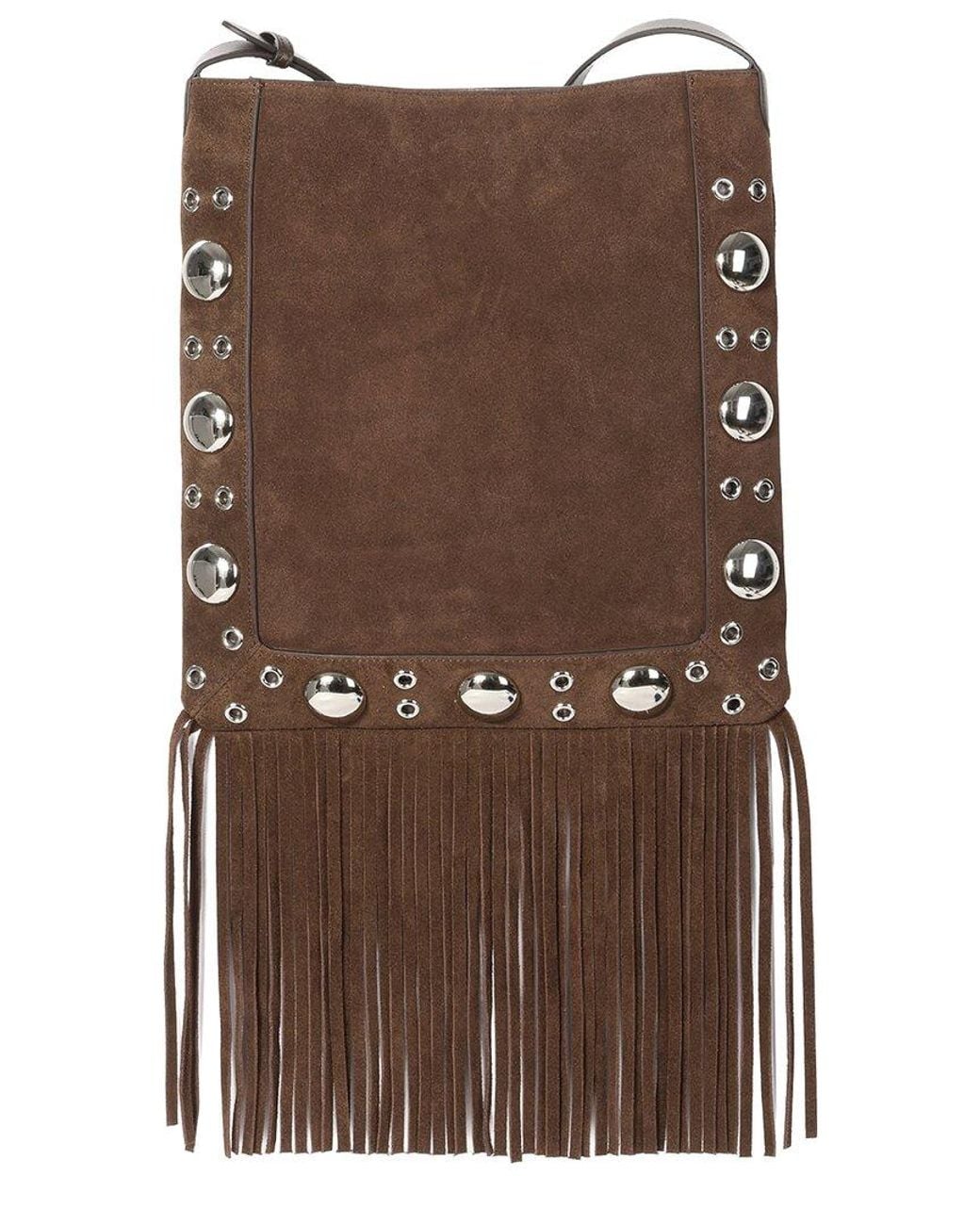 Tiffany & Fred Paris Brown Suede Fringe Crossbody