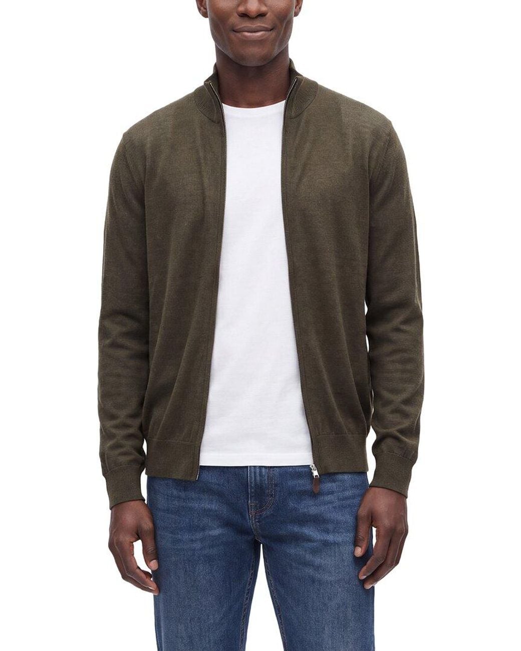 N.Peal Cashmere Multicolor Hyde Zip 100% Cashmere Mock Neck Cardigan for men