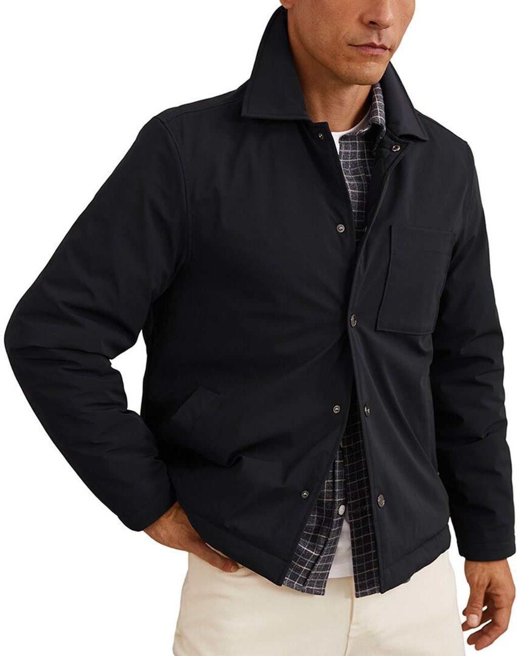Reiss Black Parker Nylon Patch Pocket Casual Shirt for men
