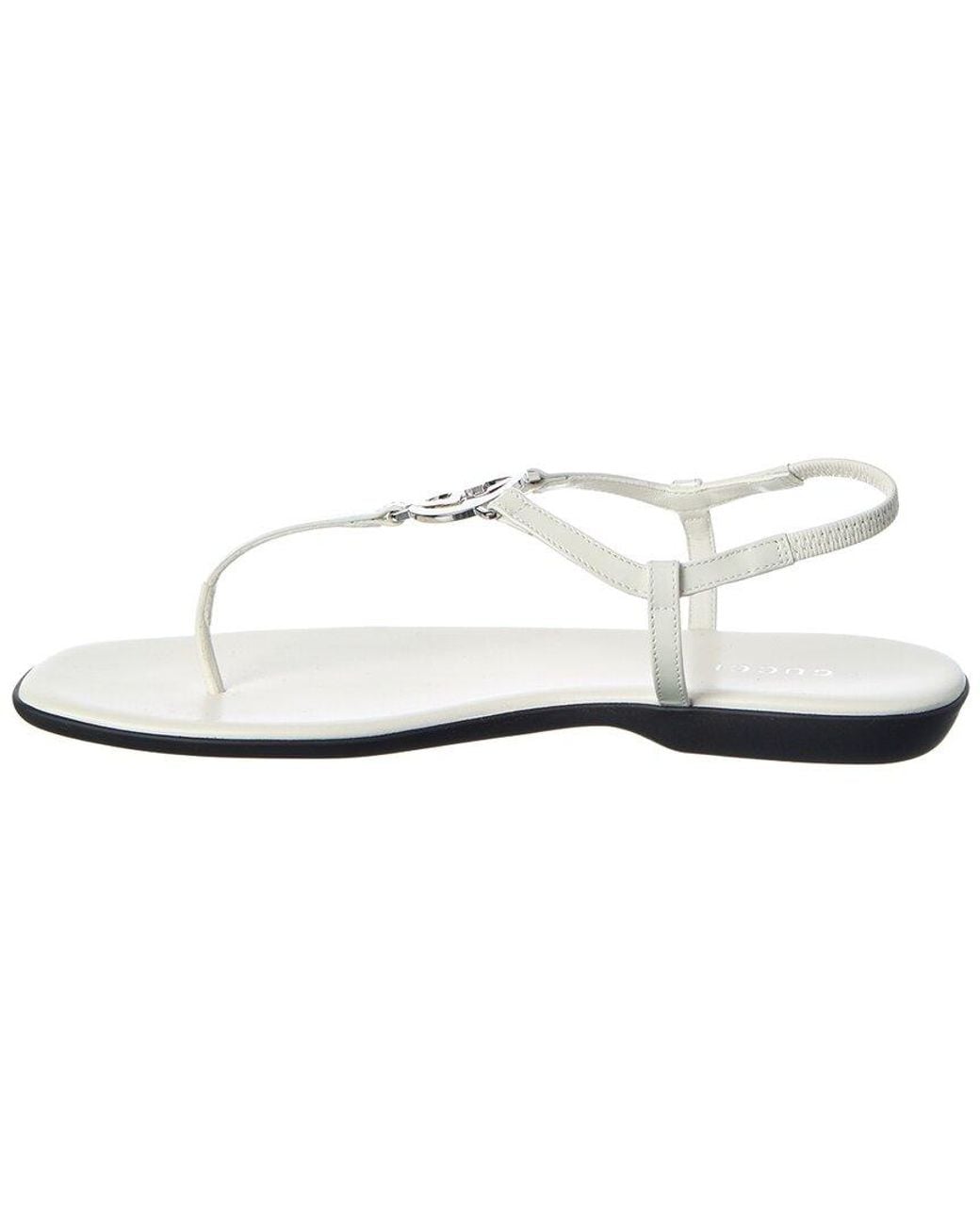 Gucci White Interlocking G Patent Sandal