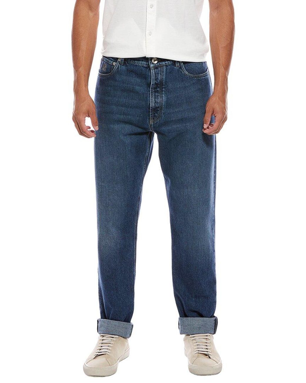 Brunello Cucinelli Blue Straight Medium Wash Jean for men