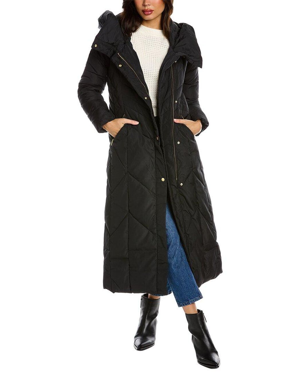 cole haan women's taffeta quilted long down coat