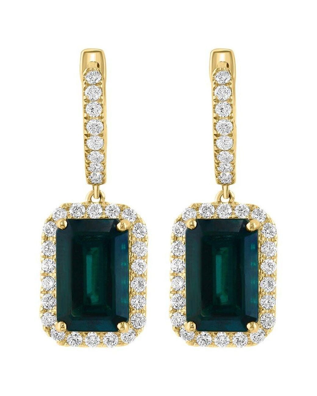 Effy Fine Jewelry White 14K 5.85 Ct. Tw. Lab-Grown Diamond & Lab-Grown Emerald Earrings