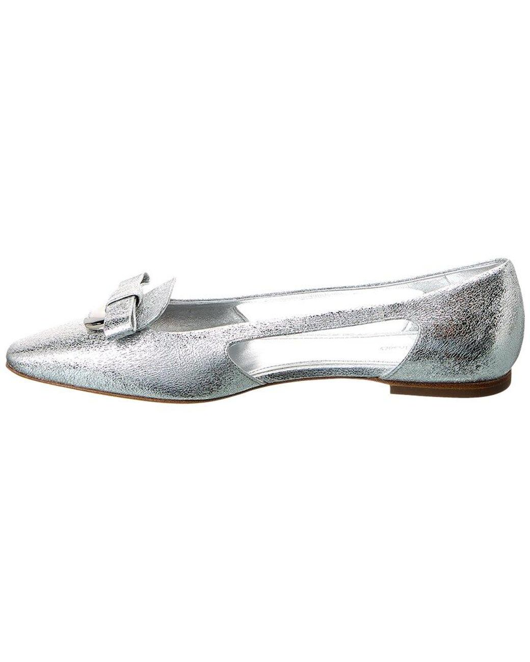 Ferragamo White Cutout Leather Ballet Flat