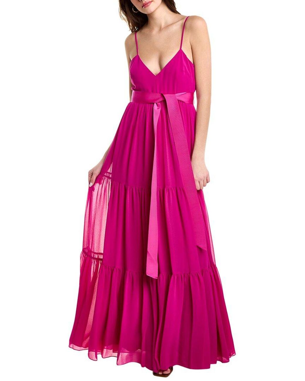 Badgley Mischka Tiered Gown in Pink Lyst