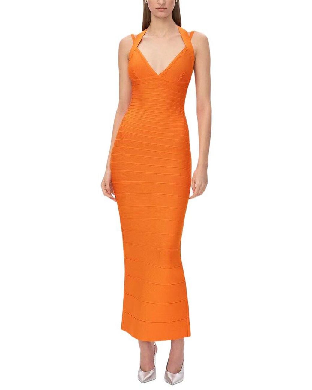 Dilireba Orange Solid Maxi Dress