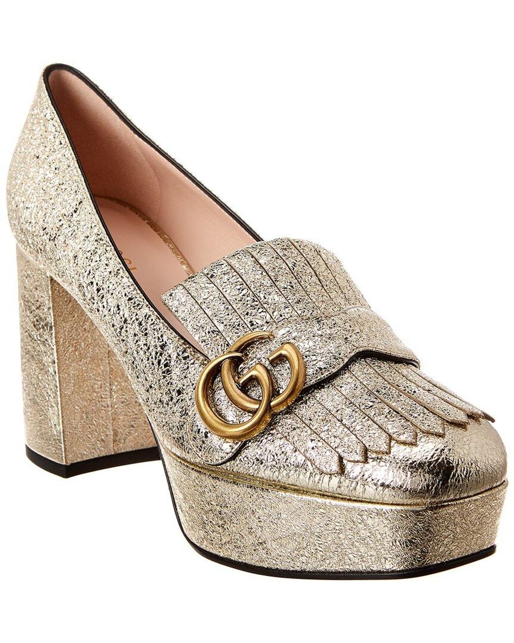 Gucci leather platform pump with fringe outlet