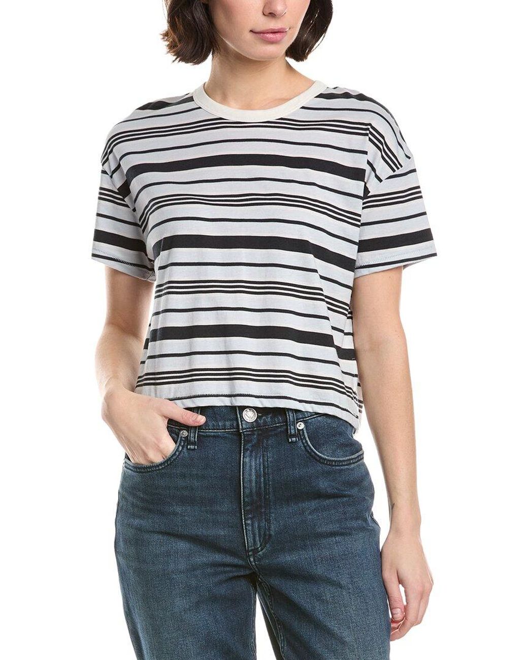Rag & Bone Blue Mai Striped Boxy T-Shirt