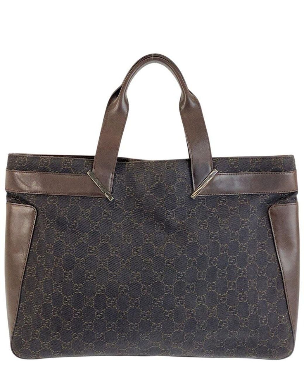Gucci Black Gg Canvas & Leather Tote (Authentic Pre-Loved)