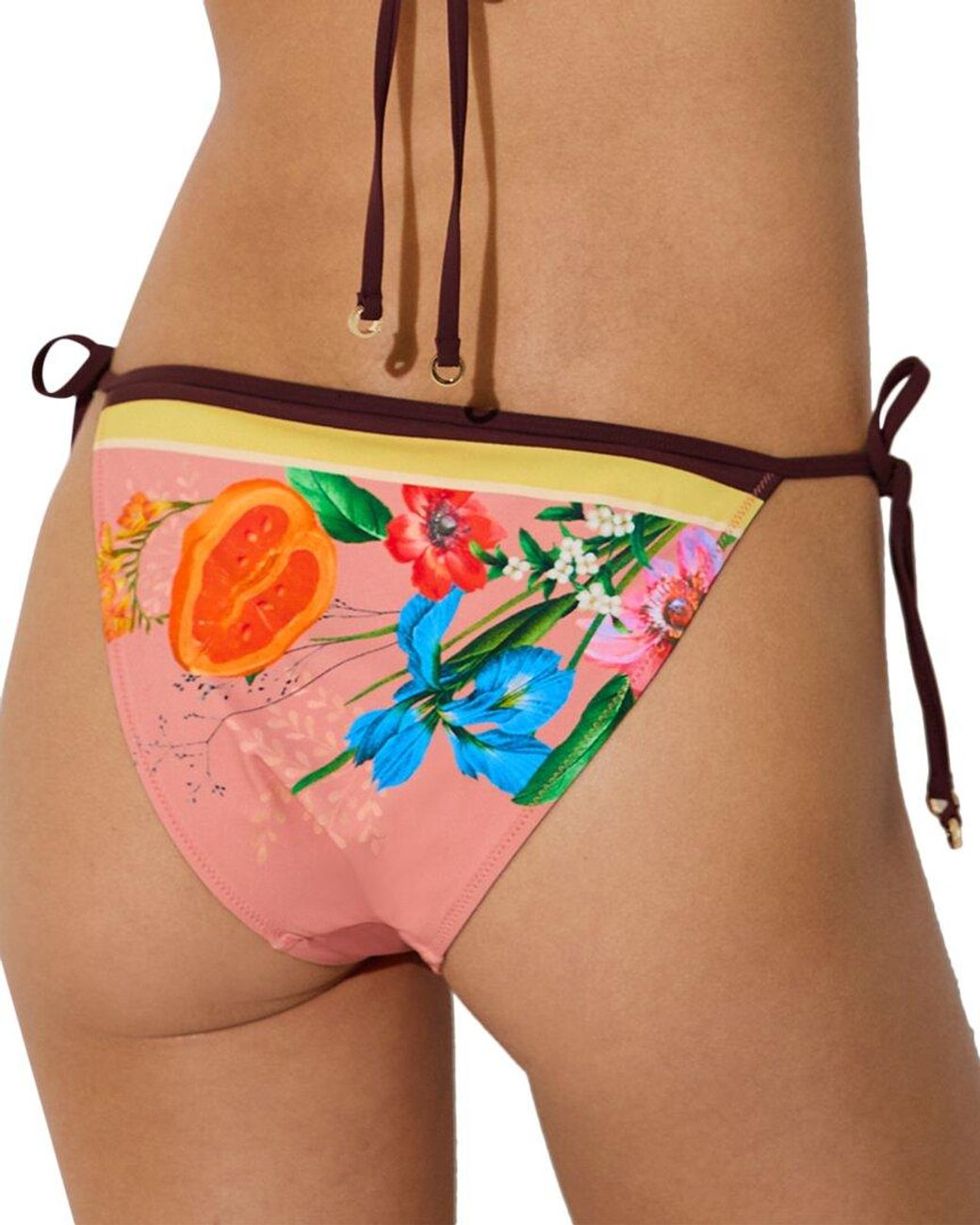 Reiss Pink Tina Floral Print Side Tie Bikini Bottom