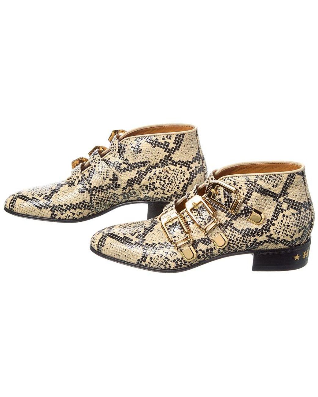 Gucci Brown Python-embossed Leather Bootie (authentic Pre-loved)