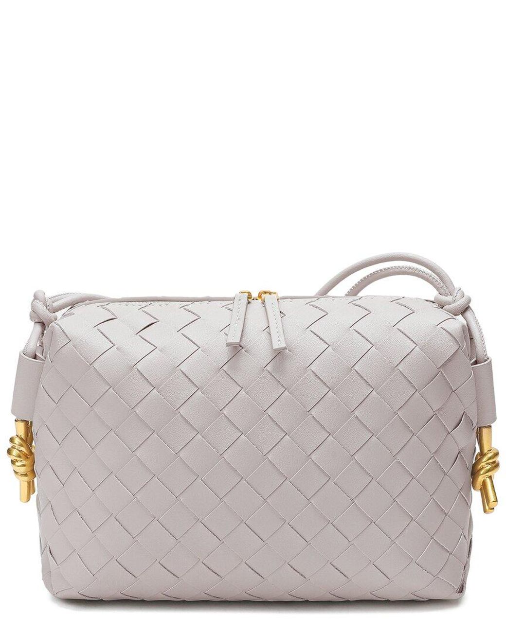 Tiffany & Fred Paris Gray Large Woven Leather Crossbody