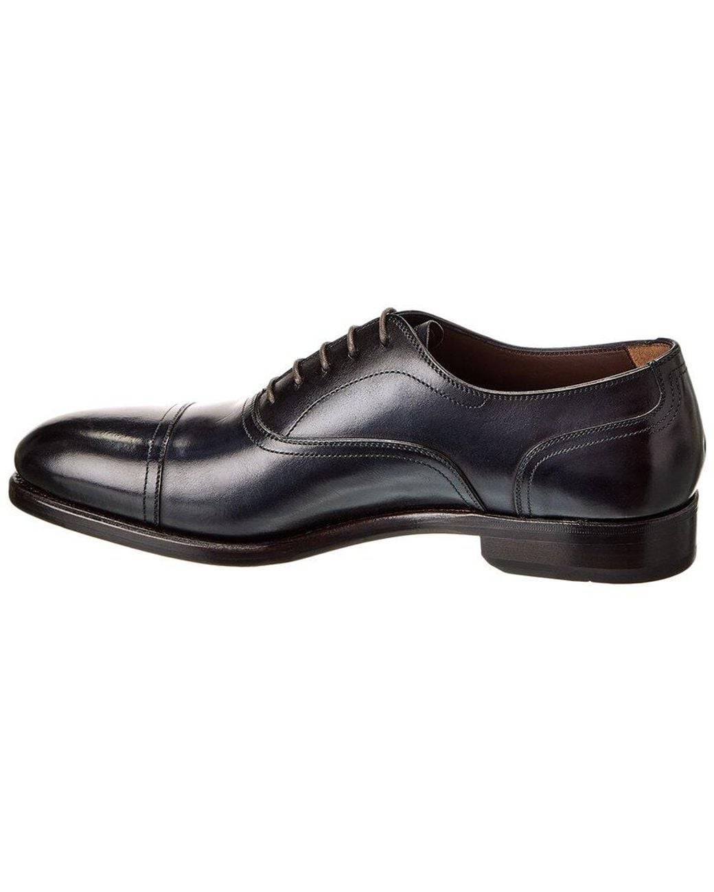 Ferragamo Black Leather Wingtip Oxford Shoes for men