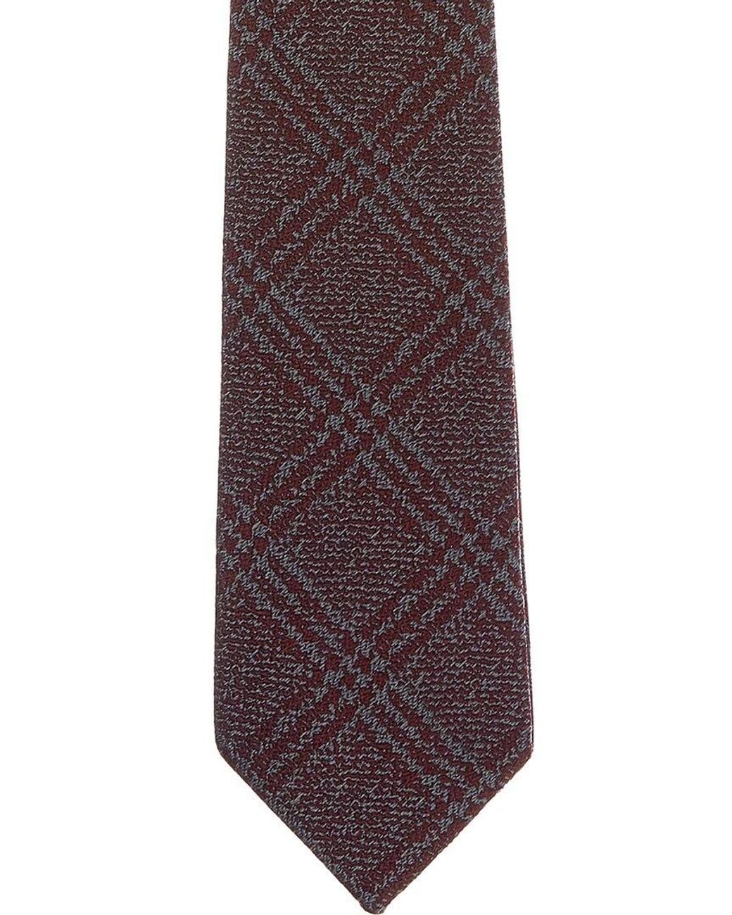 Canali Purple Plaid/Squares Reversible Silk Tie for men