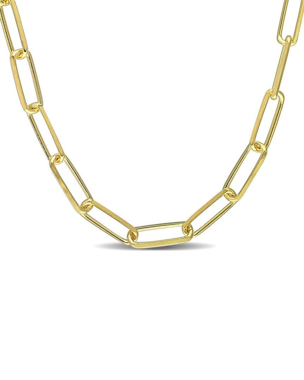 Italian Silver Metallic 18k Over Paperclip Chain Necklace