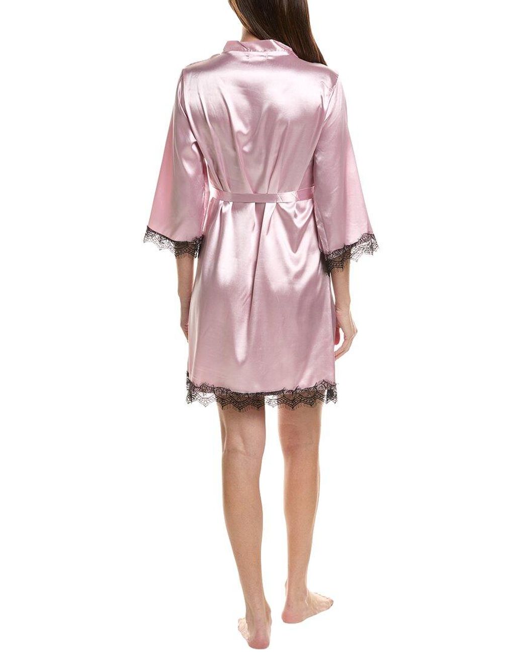 Sugar Pink Satin Lace Trim Robe