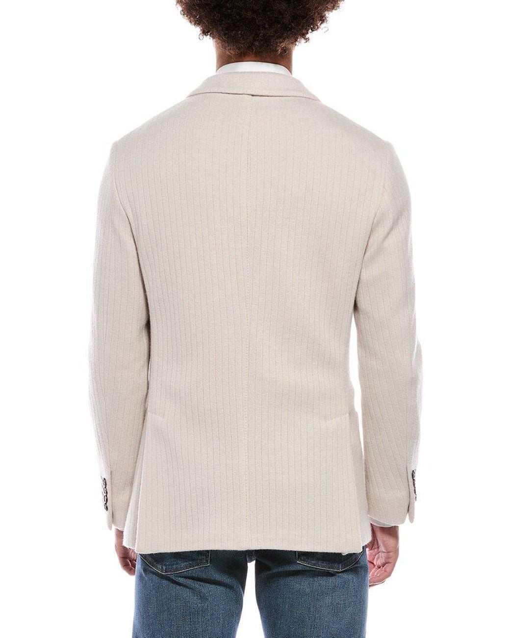 Eleventy Natural Double-Breasted Wool & Cashmere-Blend Jacket for men