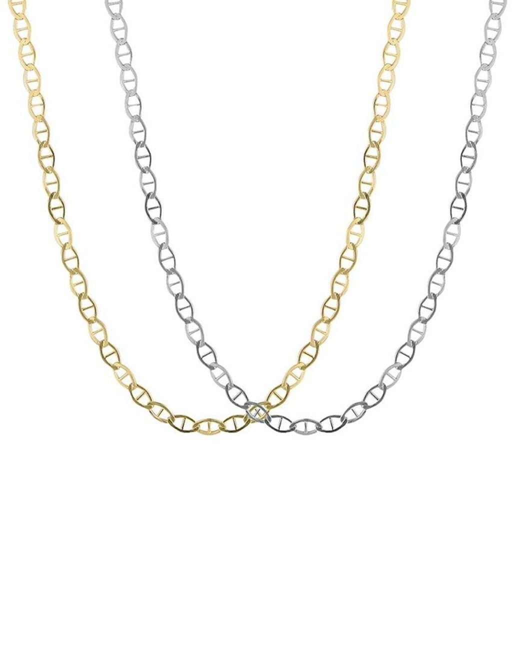 Glaze Jewelry Metallic 18k Over Silver Marine Link Necklace