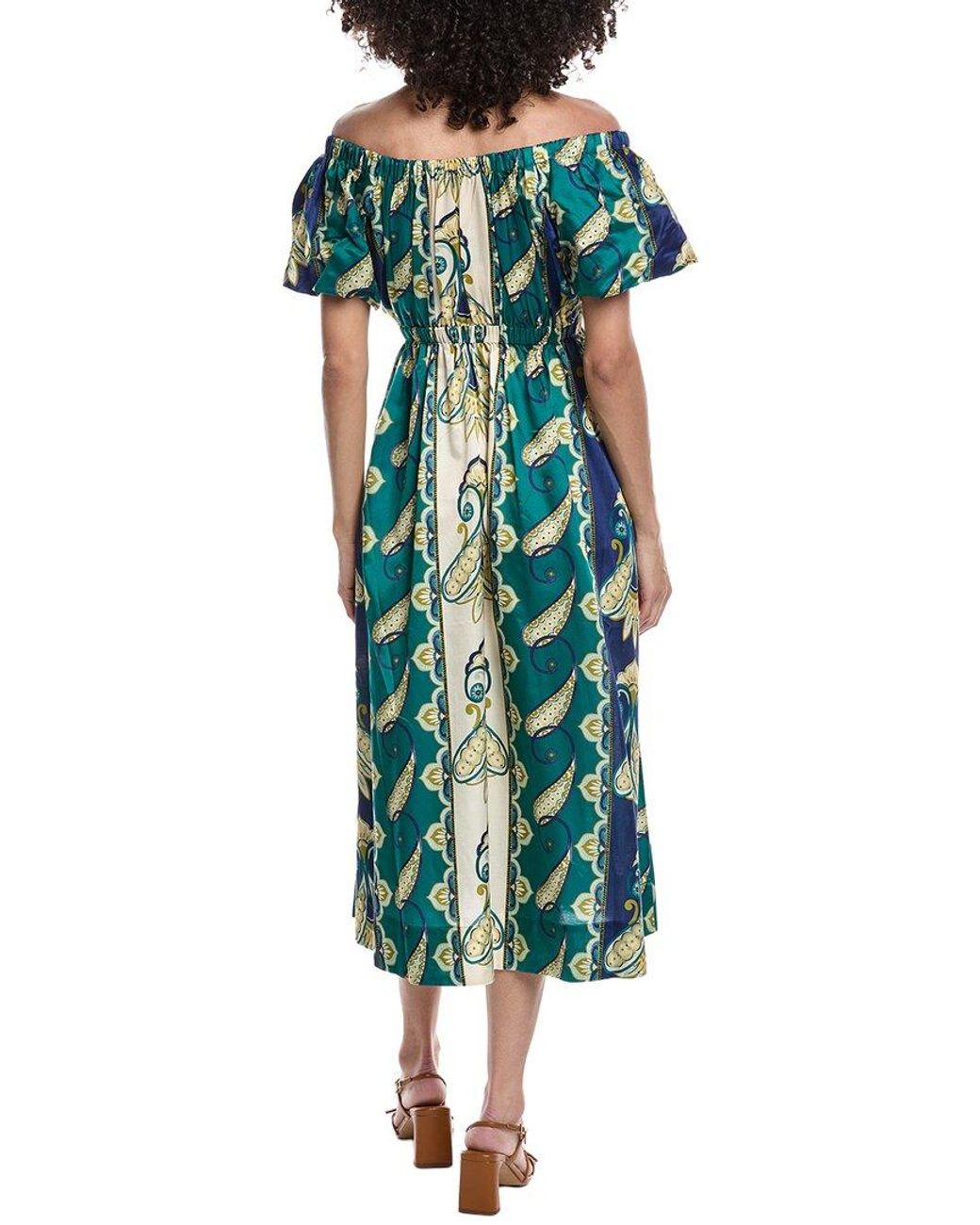 tyler boe Green Hailey Silk-Blend Midi Dress