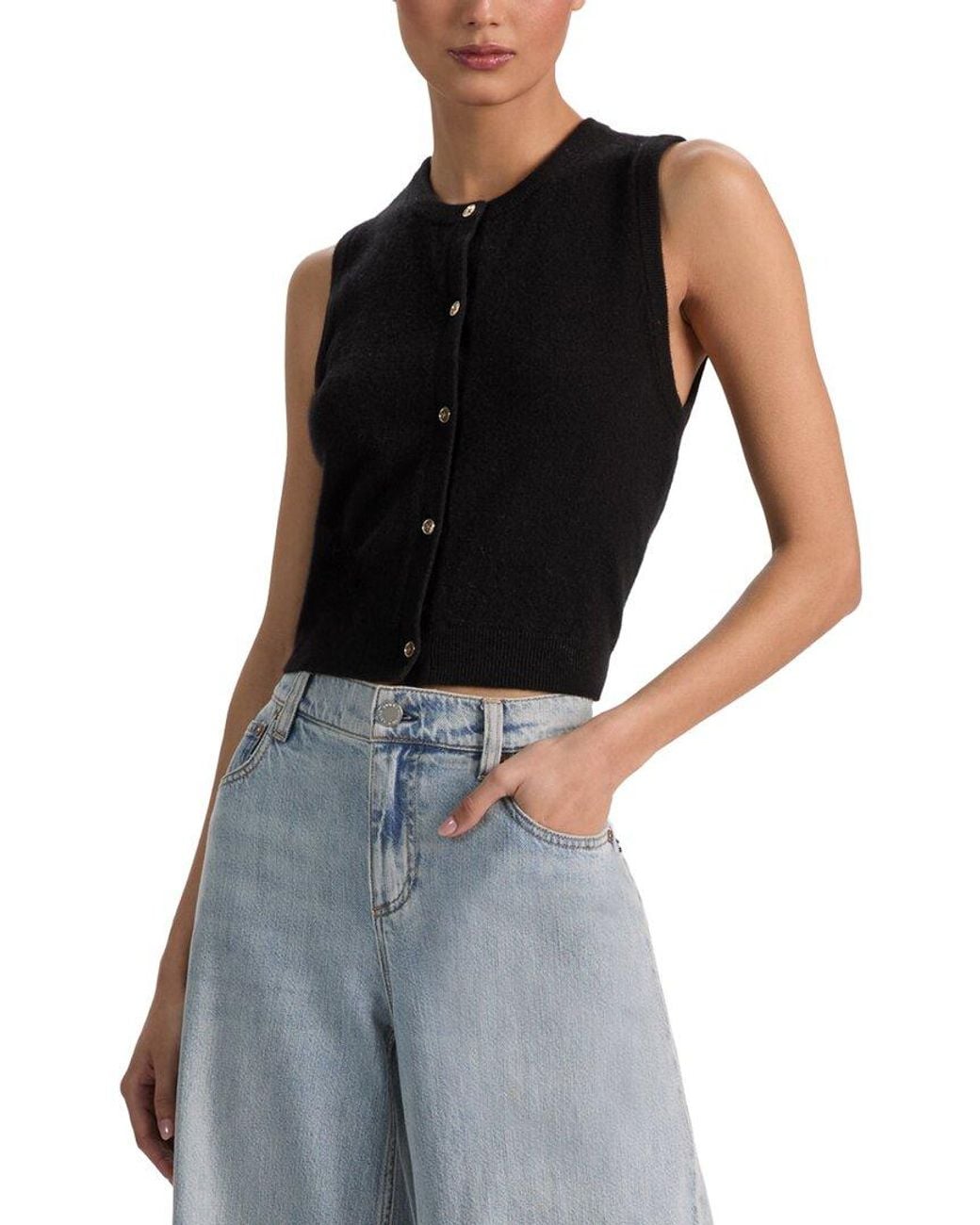 Alice + Olivia Black Loly Cashmere-Blend Vest