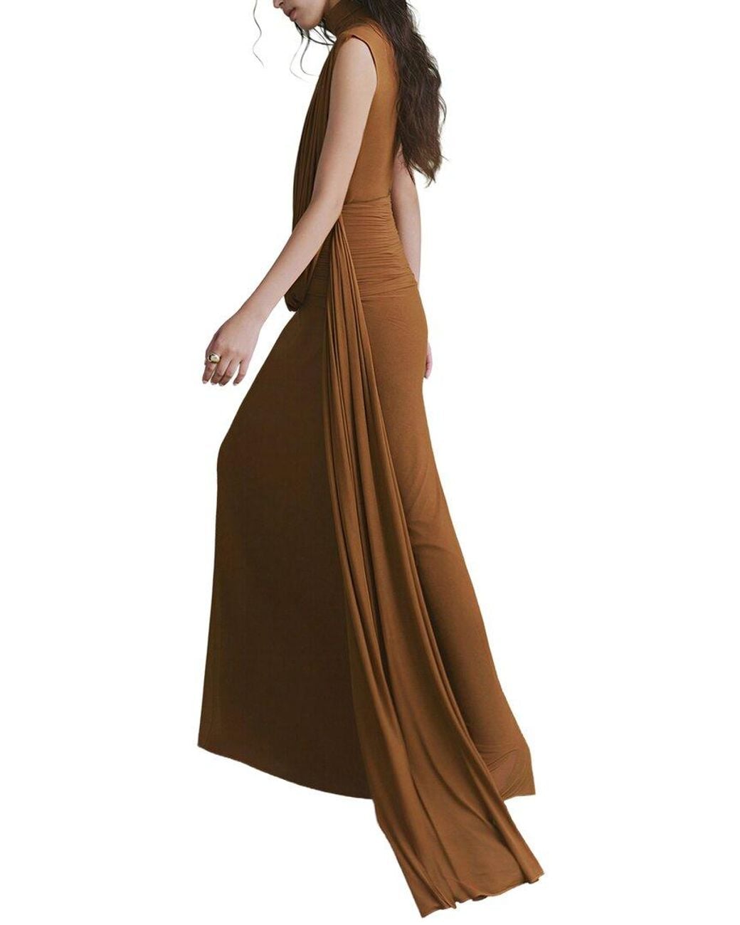Alma King Brown Solid Maxi Dress