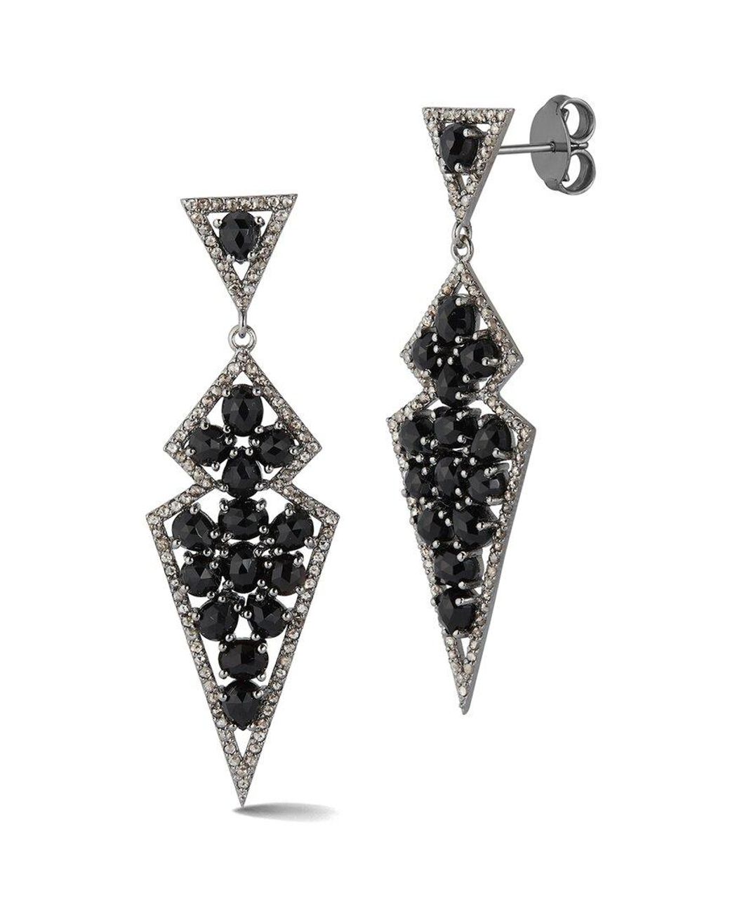 Banji Jewelry Multicolor Silver 10.40 Ct. Tw. Diamond & Black Spinel Statement Earrings