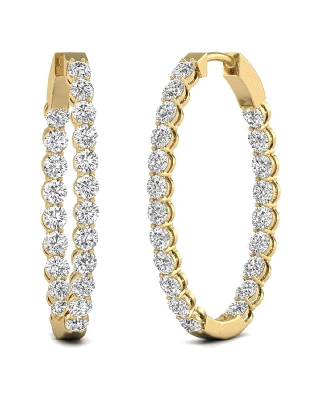 Diana M Metallic Diana M. Fine Jewelry 14k 10.00 Ct. Tw. Lab Grown Diamond Hoops