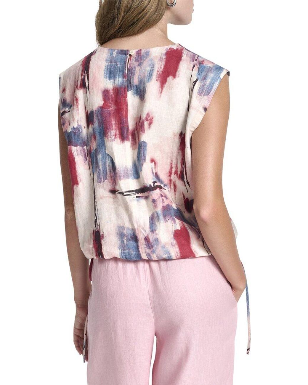 DKNY Red Sleeveless Linen Shirt