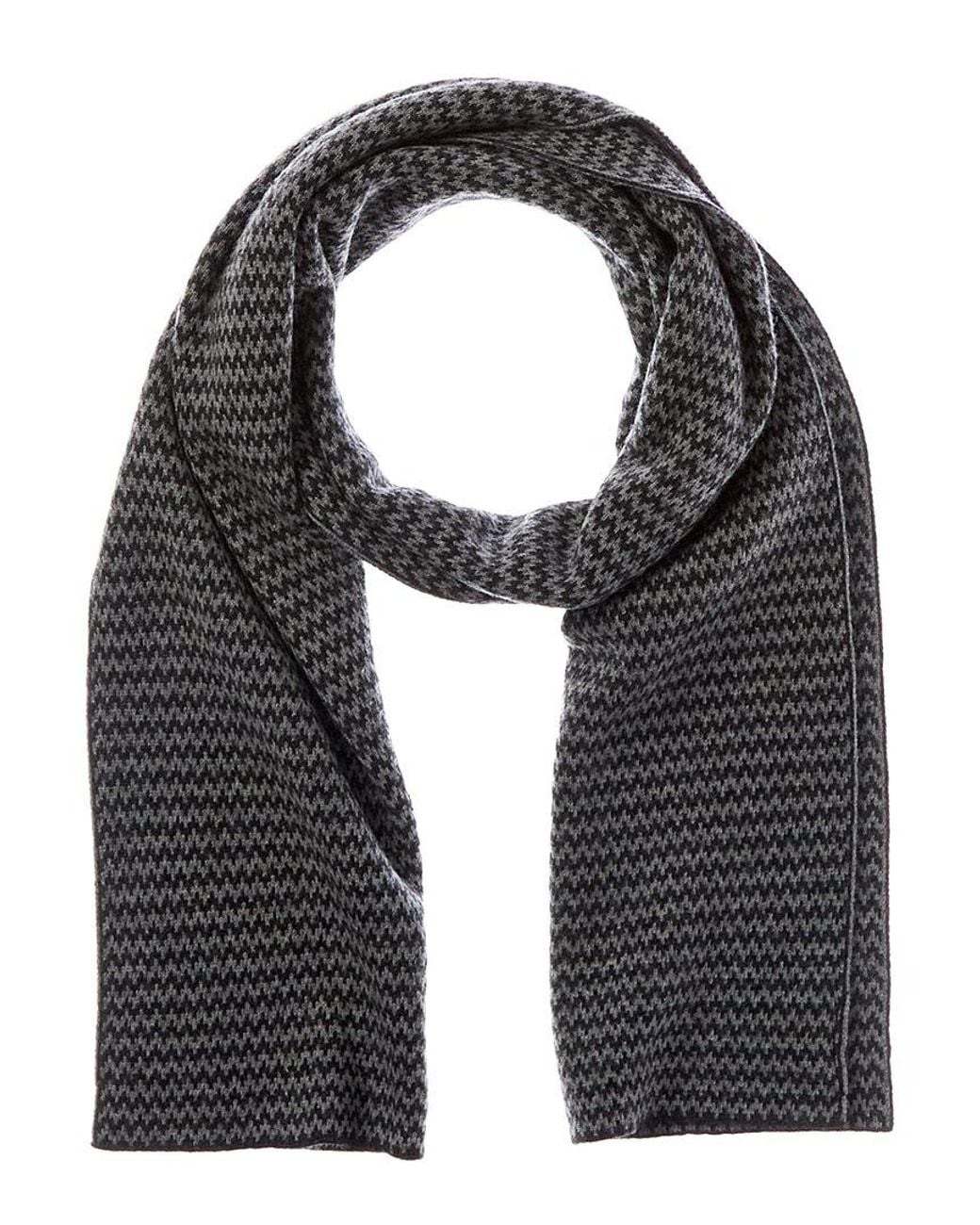 Portolano Black Knit Zigzag Cashmere Blend Scarf for men