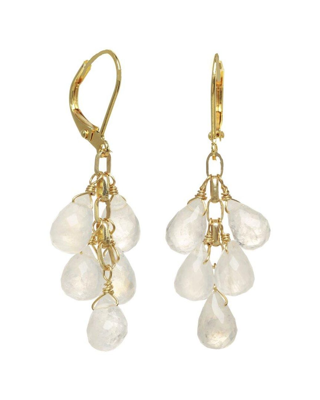 Rachel Reinhardt Jewelry Metallic 14K Over Moonstone Cluster Earrings