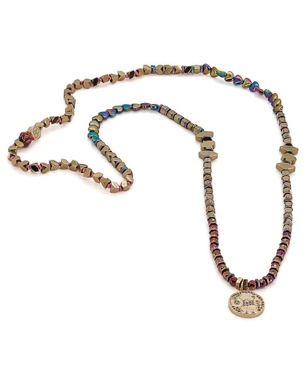 Ebru Jewelry Metallic One Of A Kind Plated Hematite Beaded Necklace