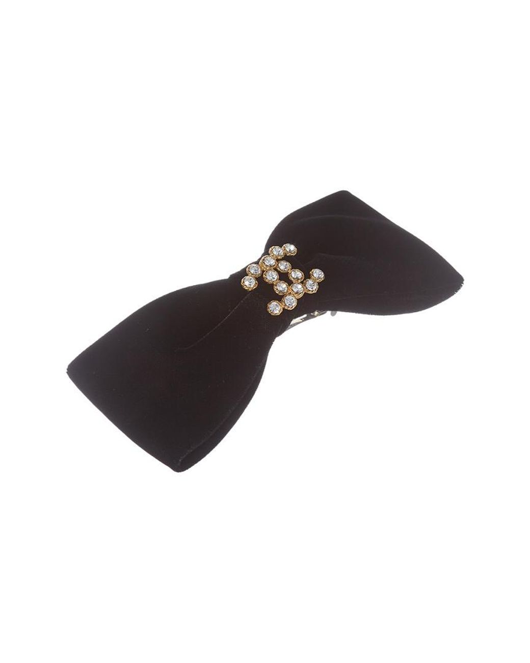 Chanel Black Velvet Bow Hair Clip Lyst