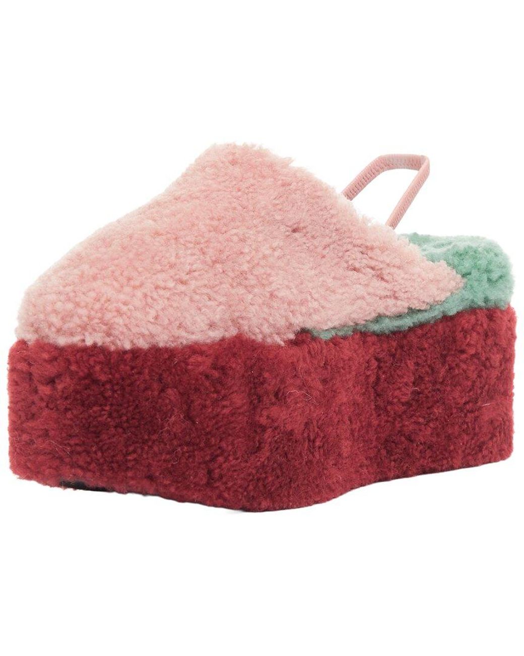 Fendi Red Wool/Hair Platform Mule (Authentic Pre-Loved)