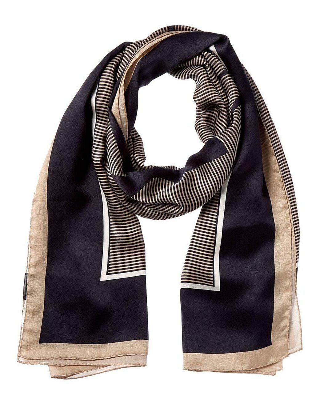 Saint Laurent Black Cassandre Striped Silk Stole for men