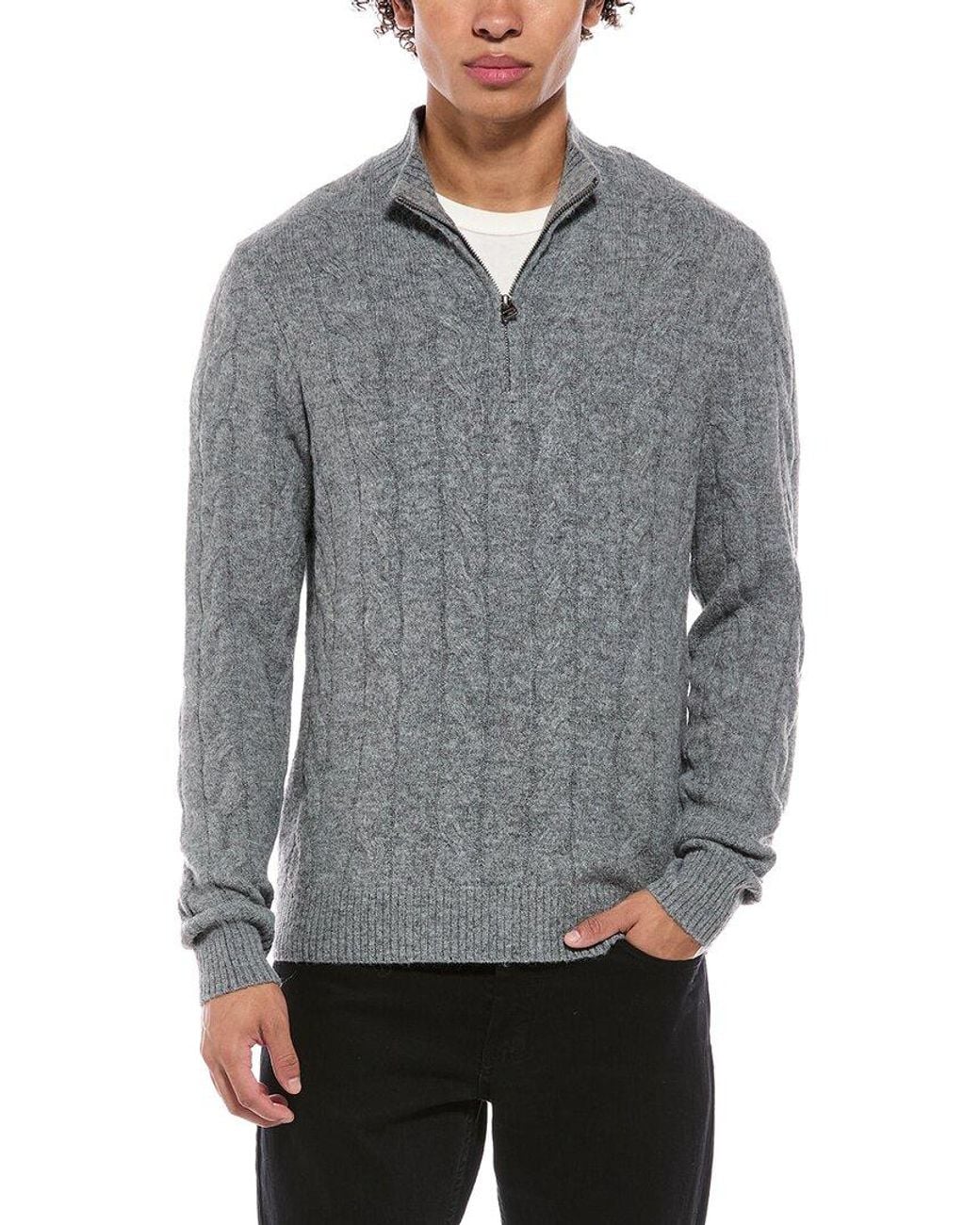 7 For All Mankind Gray Quarter Zip Sweater for men