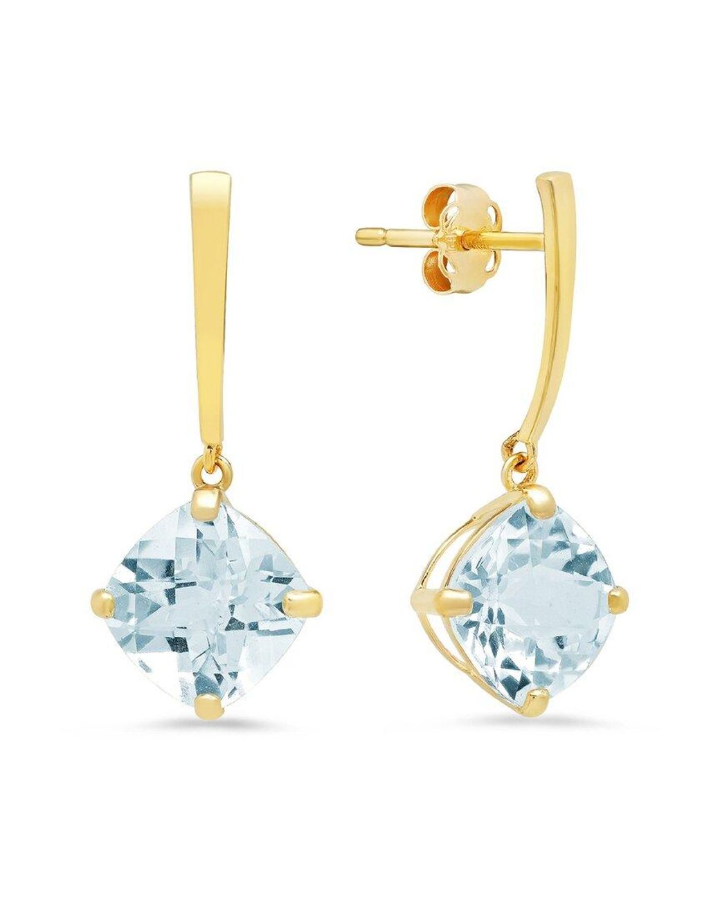 MaxColor White 14k 3.60 Ct. Tw. Aquamarine Drop Earrings