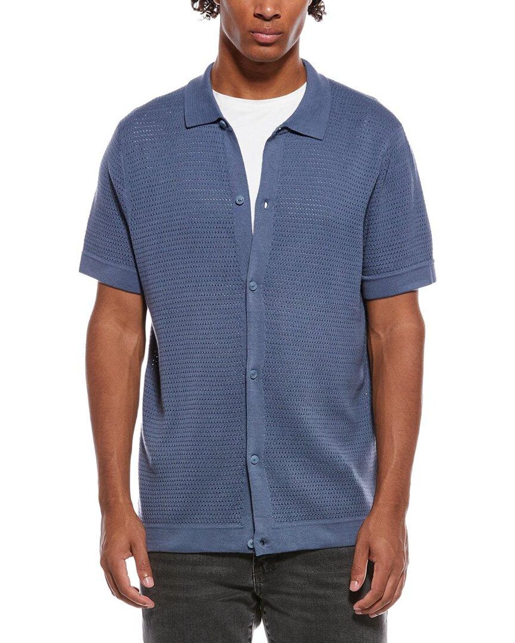 Onia Blue Drop Needle Button-Up Shirt for men