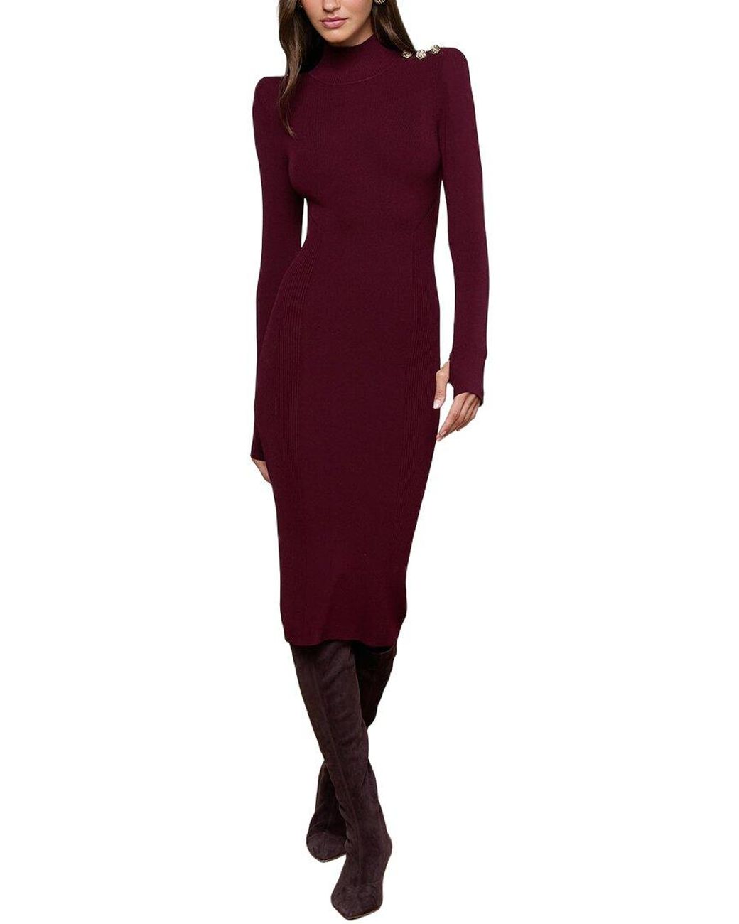L'Agence Purple Larelle Mockneck Dress