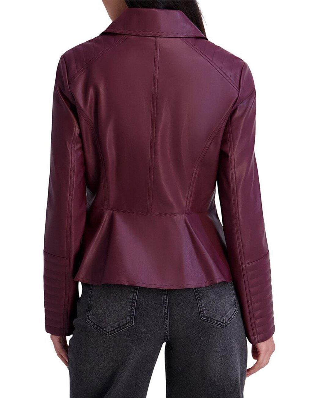 Kensie Purple Faux Leather Moto Jacket