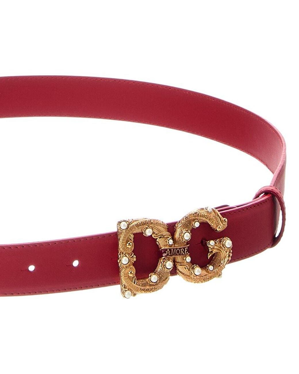 Dolce & Gabbana Red Dg Logo Leather Belt