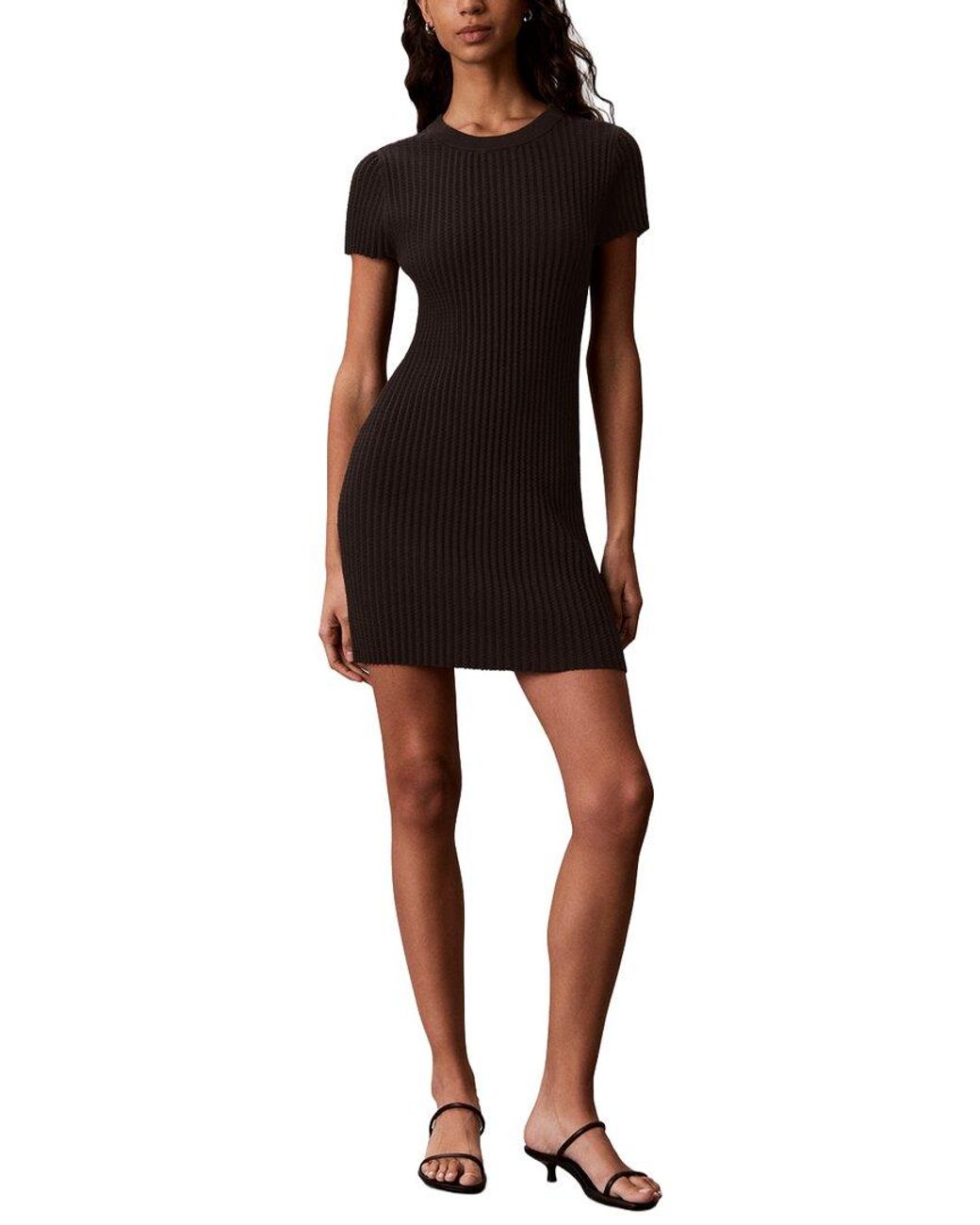 Calvin Klein Black Zigzag Rib Mini Dress