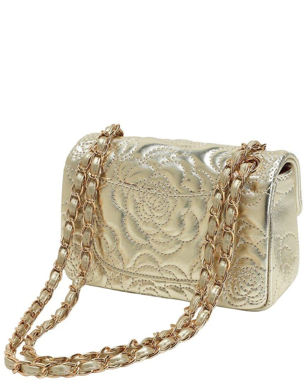 Tiffany & Fred Paris Metallic Quilted Sheepskin Crossbody