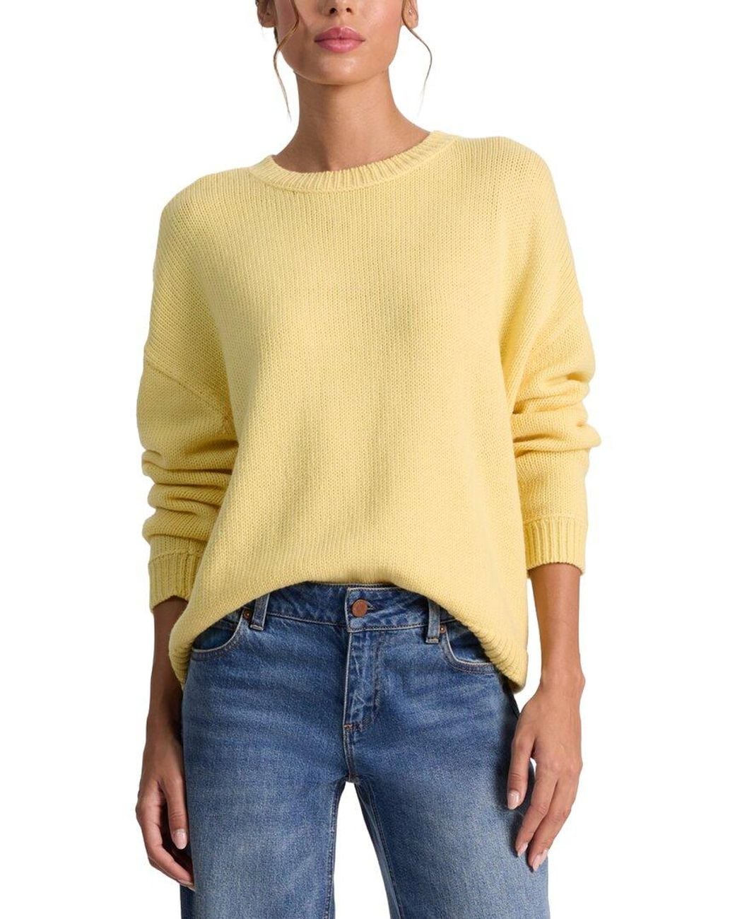Alice + Olivia Yellow Ensley Wool-Blend Crewneck Pullover