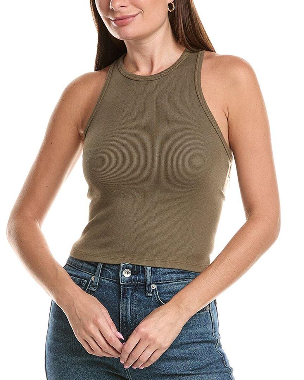 Michael Stars Green Pina Racer Front Crop Top
