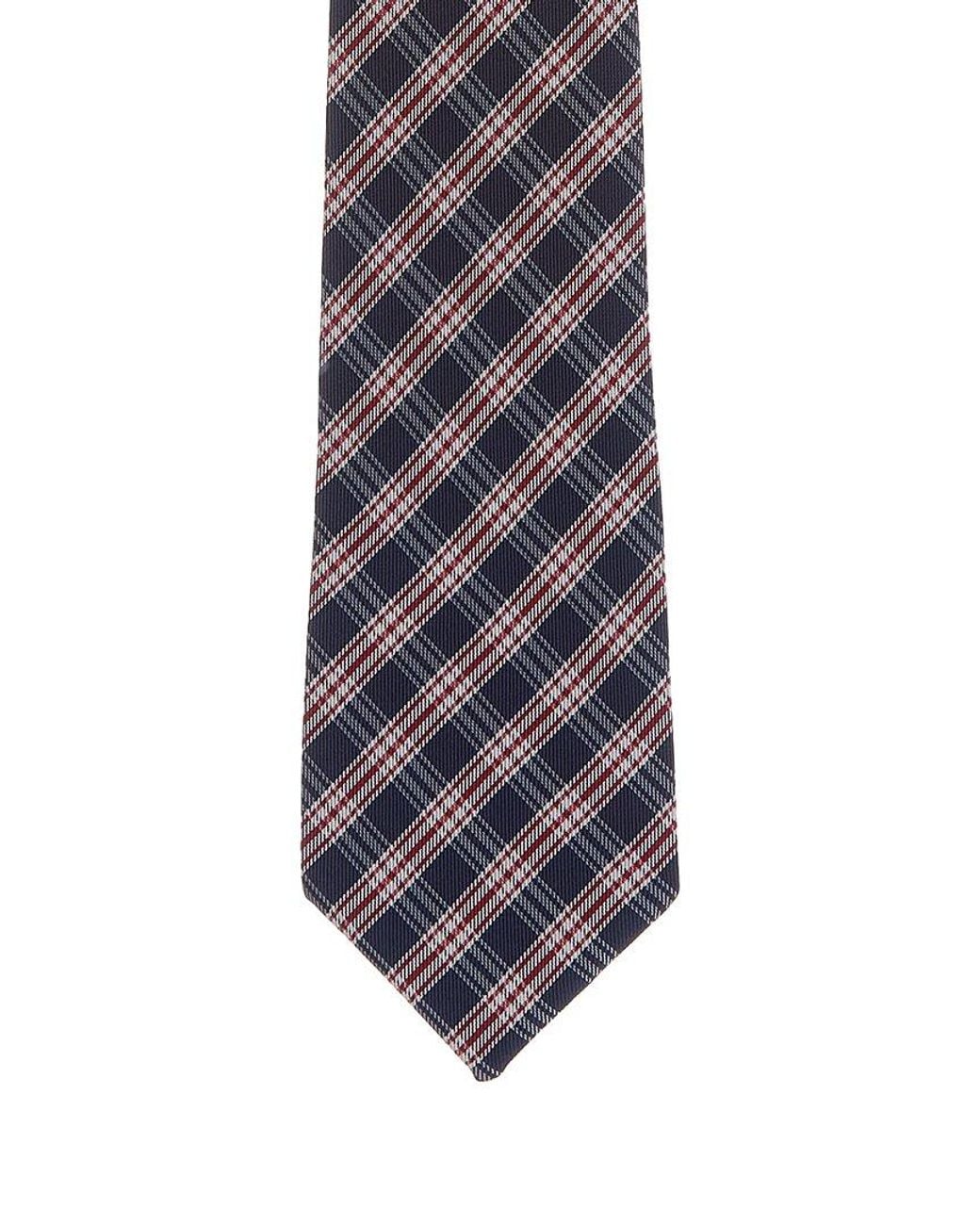 Canali Blue Check/Plaid Reversible Silk Tie for men